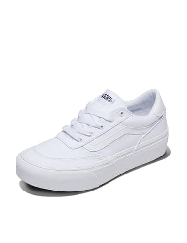 Image of Vans Women's Brooklyn LS Platform Sneaker, Canvas White/White, 8 UK