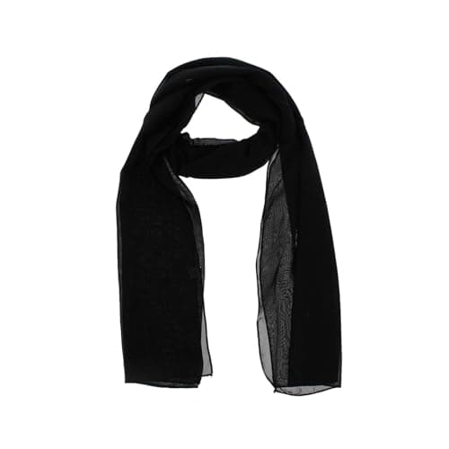 Image of Black Scarf,Head Neck for Women,Neckerchief,Ladies Chiffon Scarves Plain Soft Headwrap Girls Headscarf Sheer Wrap Women's & Wraps Crinkle Stole Shawl,Soft for Neatly Stitched,Lightweight for Wedding