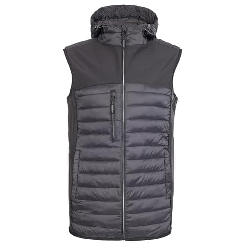 Image of TUFFSTUFF - Howden Hooded Bodywarmer - Size Medium, Black - with Zipped Chest Pockets & Adjustable Hood - Water Resistant & Windproof - Lightweight, Comfortable Mens Gilet - Ideal for Work & Outdoors