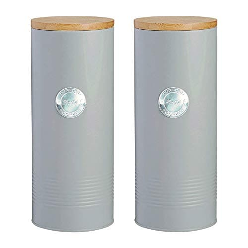 Image of Typhoon Living Cookie Airtight Pasta Storage with Wooden Lid 2.5 Litre Grey (Pack of 2)