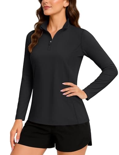 Image of TACVASEN Women's Running Tops Breathable Quick Dry T-Shirts Long Sleeve Sport Shirts Running Quick Dry Activewear (L, Black)