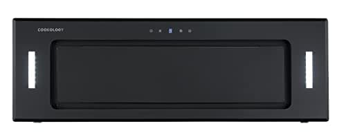 Image of Cookology BUGL900BK/A+ Energy A+ Rated Built-in Black Glass 90cm Integrated Canopy Cooker Hood