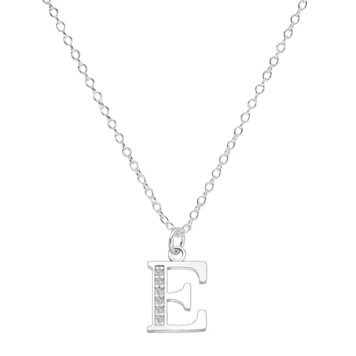 Image of LeeQunQ Silver Initial Necklace Charm Choker, E Necklace, Silver Initial Necklace, for Women Lady Girl
