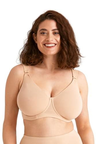 Image of Miss Mary of Sweden Organic Cotton T-Shirt Bra – Underwired, Seamless, Soft Lined Cups 44DD Beige