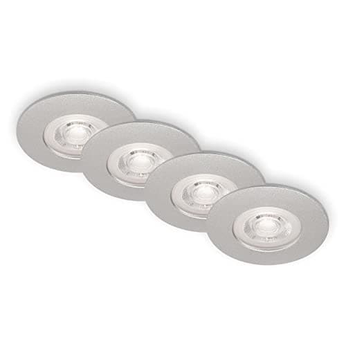 Image of BRILONER - Set of 4 recessed Ceiling Lights, dimmable, Ultra-Flat LED recessed Lights, Bathroom recessed Spotlight, Bathroom recessed spot IP44, matt Chrome, 90x25mm (DxH)