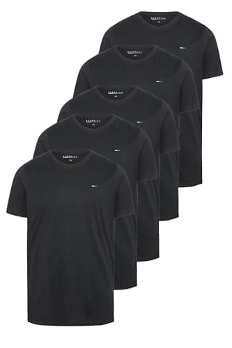 Image of BadRhino Big & Tall 5 Pack Black Core Tee Crew Neck Short Sleeve T-Shirts - Men's - M to 8XL Black 7-8XL