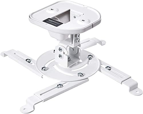 Image of Amazon Basics Tilting Projector Bracket Mount for Ceiling and Wall, Universal design mounting holes from 2.4" - 19.07", 15 kg / 33lbs Capacity, White
