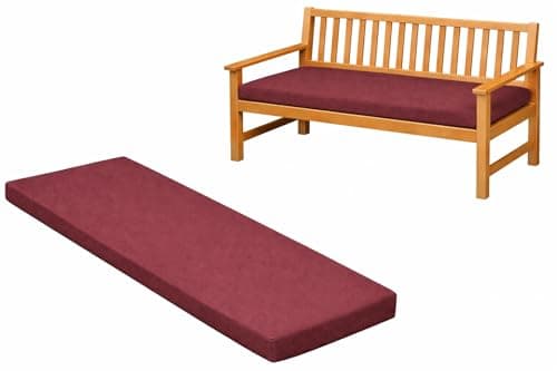 Image of Brillars Bench Cushion Pad Outdoor Indoor - Garden Kitchen Furniture Seater 100% Waterproof Seat Foam - Zip Cover Patio Rattan Swing Hammock Rectangle Cushions (Burgundy, 3 Seaters-143x52x6cm)