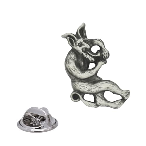 Image of English Handmade Pewter Krampus Lapel Pin Badge 15 x 25 mm