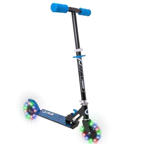 Image of Evo EVO Childrens Light Up Inline Scooter | Kids Push 2 Wheeled Scooter With Adjustable Handle Height | Easy Foldable Kids' Scooter For Boys And Girls| Kick Scooter For Kids Age 5+