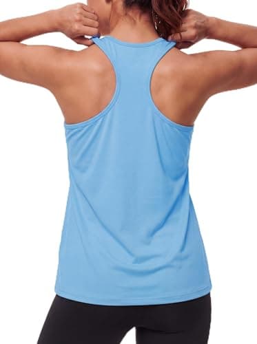 Image of MAGCOMSEN Vest Tops Women UK Gym Workout Sports Tank Top UPF 80+ Yoga Sleeveless Vest Breathable Running Top,Blue,L