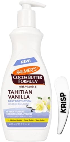 Image of Palmer’s Cocoa Butter Formula Tahitian Vanilla Body Lotion 400ml-48 Hour Hydration, Deep Moisturizing Nourishing Cocoa Butter Formula For Soft, Smooth& Hydrating Skin with KRISP Cosmetic Spatula