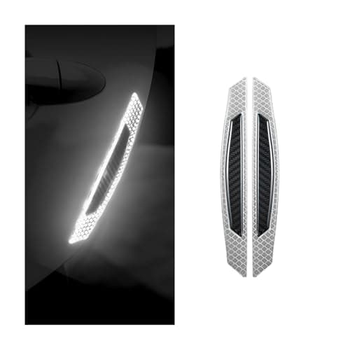Image of CGEAMDY 2 Pieces Door Reflective Sticker, Carbon Fiber Car Door Edge Guard, Universal Auto Bumper Guard Anti-Scratch Protector Trim Stickers, Exterior Car Accessories (White)
