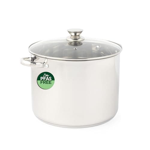 Image of Russell Hobbs Classic Collection 30 cm Stockpot – Stainless Steel Cooking Pot, Tempered Glass Lid with Steam Vent, 15 Litre Capacity, Mirror Finish, Easy to Clean, for Soups, Casseroles, Curry