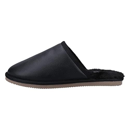 Image of Hush Puppies Men's Coady Leather Slipper, Black, 9 UK