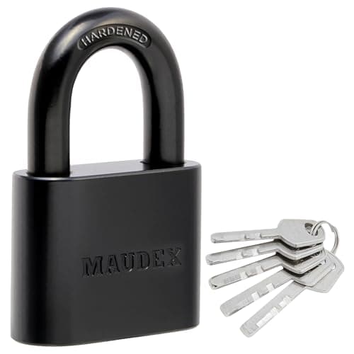 Image of Maudex® PBK50 Padlock - All-Weather Protection with 5 Keys, Brass Cylinder, Weather-Resistant Coating for Outdoor Shed, Gate, Storage & More