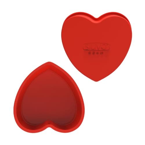 Image of SILIVO Silicone Heart Shaped Cake Tin, 2Pieces 8 inch Love Heart Cake Tin, Love-Heart Silicone Cake Mould 20 cm Diameter, Nonstick Baking Tins for Love Cake