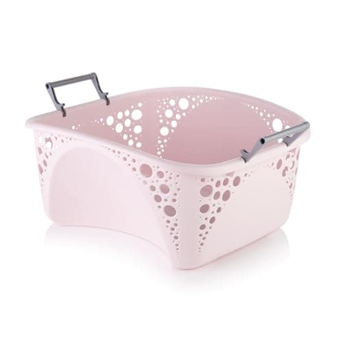 Image of Minky 40L Stackable Laundry Basket, Stackable Washing Basket, Sturdy Foldable Handles, Easy Carry Hip Fit, Multipurpose & Durable Laundry Baskets, Made In The UK