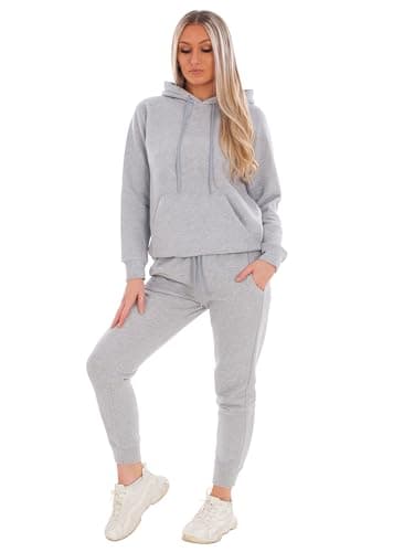 Image of BRAND KRUZE Womens Tracksuit Set Long Sleeve Pullover Hoodie and Casual Regular Fit Joggers Set KZLS169 GREY M