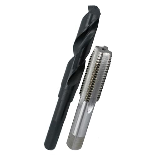 Image of Drill America POUM Series m22 X 1.5 Tap and Drill Set, m22 X 1.5 HSS Plug Tap and 20.50mm HSS 1/2" Shank Drill Bit in Plastic Case