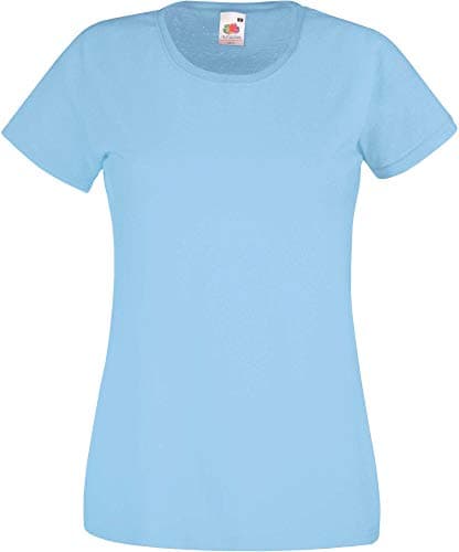 Image of Fruit of the Loom Ladies Fit Valueweight Colours Short Sleeve Cotton T-Shirt, Blue - Sky Blue, Large