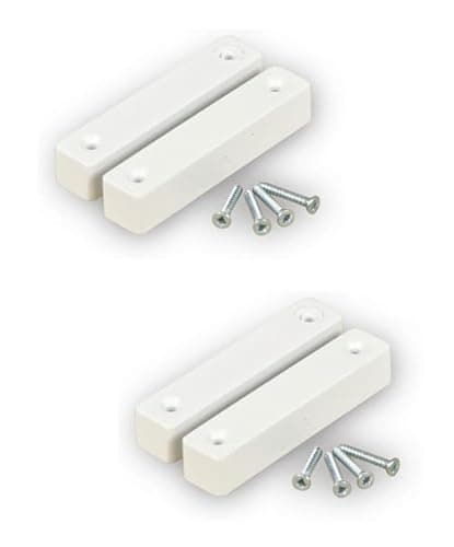 Image of 2 Pack of Burglar Alarm Door/Window Contact Detectors - Wired - White - Professional Quality