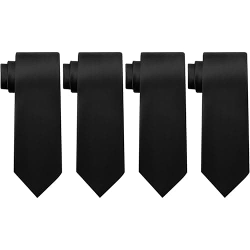 Image of hzkais 4 PCS Men Ties, 3.15" Solid Color Tie Formal Necktie for Men, Formal Neckties for Men Business Wedding Party Work Tie, Classic & Premium Necktie, 8cm (Black)