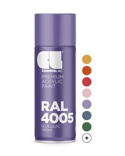 Image of Cosmos LAC Acrylic Paint Spray Can in Many RAL Colours, 400 ml Spray Can Perfect for DIY, Upcycling and Other Painting Work RAL 4005 BLUE LILAC N469