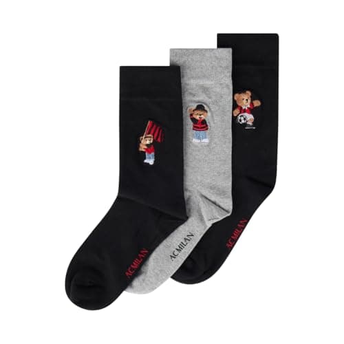 Image of A.C. Milan Calzini Socks, Black/Grey (Teddy), 43-46