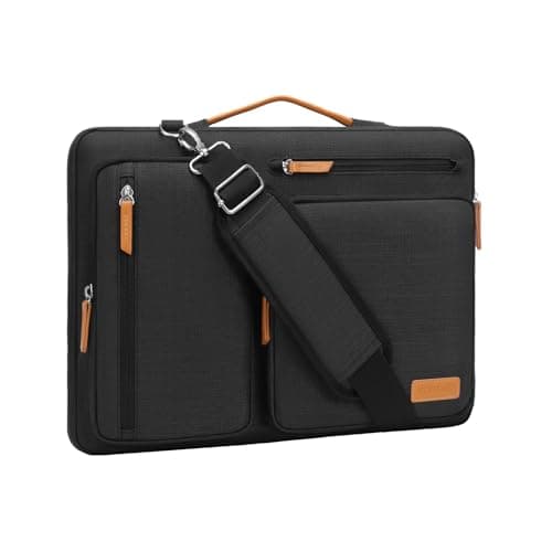 Image of MOSISO 360 Protective Laptop Bag 14 inch, 14 inch Computer Shoulder Bag Compatible with HP Lenovo Dell ASUS Acer, HP, Dell Latitude, Side Open Messenger Case &4 Zipper Pockets&Handle, Black