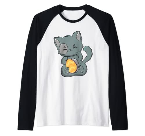 Image of Munchkin Cat With Egg Anime Feline Easter Raglan Baseball Tee