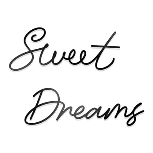 Image of Zzbakress Sweet Dreams Wall Decor Metal Wall Art Large Modern Living Room Farmhouse Sign for Bedroom Black Metal Wall Art for Office and Home Wall Decor (Black, Farmhouse)