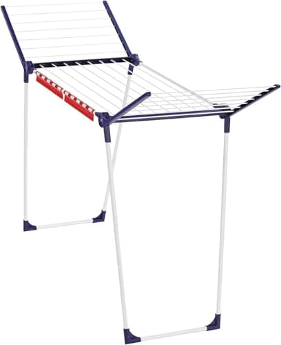 Image of Leifheit Pegasus 160 Solid Slim Standing Clothes Airer, Foldable Clothes Rack for Outdoor & Indoor, Airer Space 16 m Compact and Sturdy Clothes Horse
