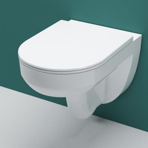 Image of SKY Bathroom Rimless Modern Ceramic Wall Hung Toilet Round Pan & Soft Close Seat