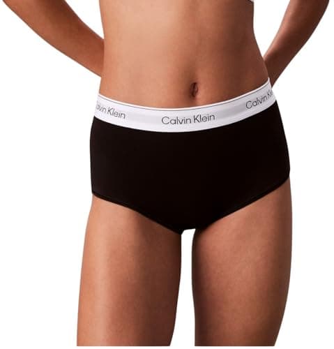 Image of Calvin Klein Women’s Hipster Boy Shorts with Logo Waistband, Black (Black), S