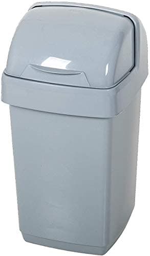 Image of Addis 518460 Eco 100% Recycled Plastic Bathroom Kitchen Waste Roll Top Bin, 10 Litre, Light Grey