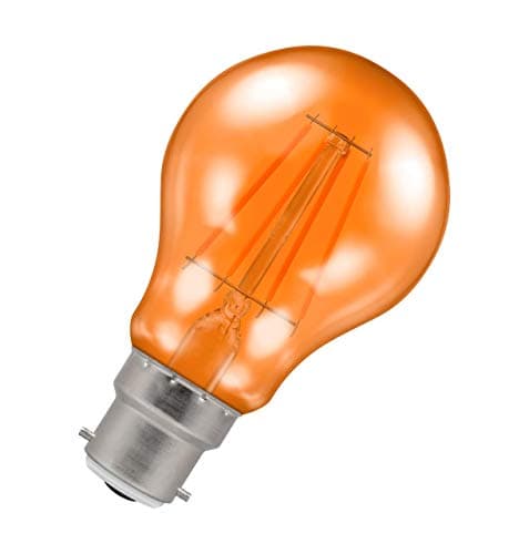 Image of Crompton Lamps Orange LED GLS Light Bulb 4.5W B22 Harlequin | IP65 Outdoor Lights LED Bulbs | Energy-Saving Replacement for 25W Bulbs | 15,000 Hours Life | for Festoon Lights Outdoor