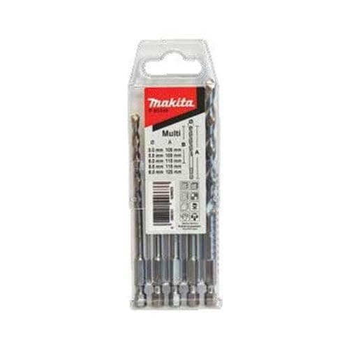 Image of Makita Elite Multi-Material TCT Drill Bit, Silver, 1/4 Inch Drive (5 Pieces Set)