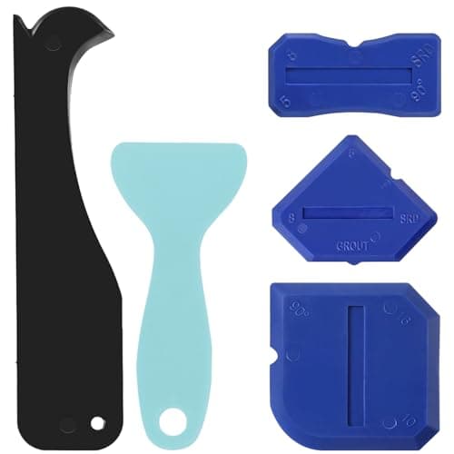 Image of WOLMIK Sealant Finishing Tool Set - 5 PCS Silicone Scraper Tools, Silicone Sealant Remover Tool, Upgraded Sealants Finishing Tools with Scrapers & 3 Grout Caulking for Kitchen, Bathroom, Floor