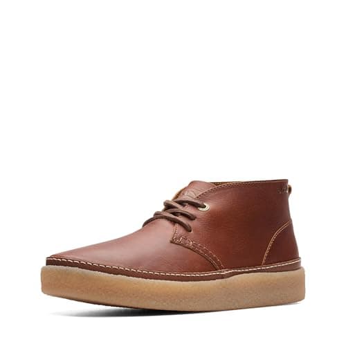 Image of Clarks mens Oakpark Mid Chukka Boot, Tan Tumbled Leather, 8