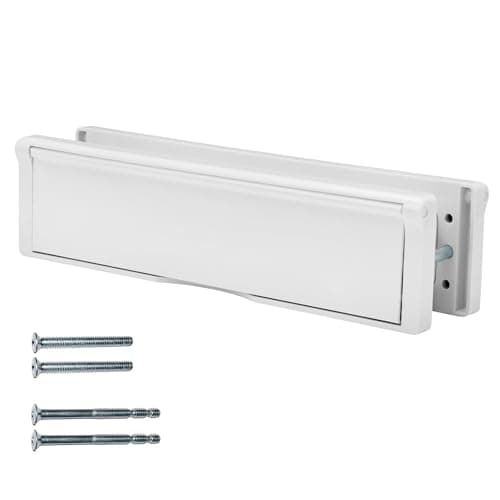 Image of Keypak 10" (27cm) Door Letter Box - Adjustable Letterbox for UPVC Composite Timber Doors (White, 40-80mm)