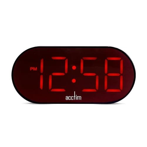 Image of Acctim Jared Wireless LED Digital Alarm Clock Battery or AC Power Supplied with 1.5m USB-C to USB-C Cable (Red LED)