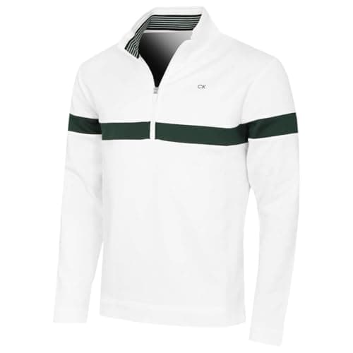Image of Calvin Klein Mens Scale CK Insul-Lite 1/2 Zip Sweater - White - M