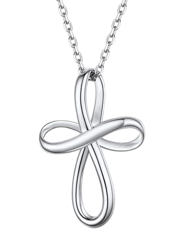 Image of PROSILVER Sterling Silver Necklace for Women - Cross Infinity Knot Pendant with Adjustable Chain - Infinity Love Jewellery with Gift Box