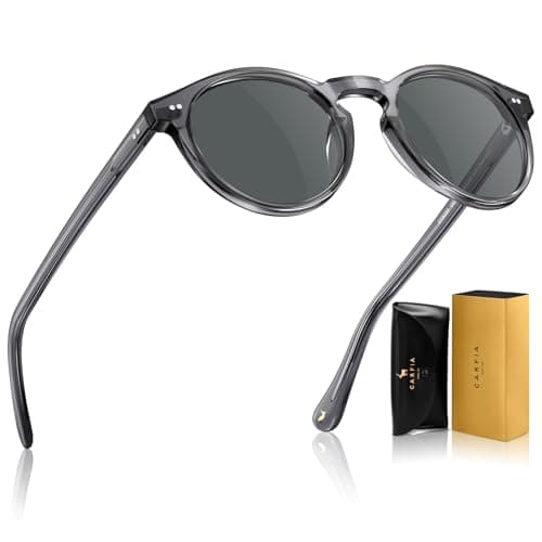 Image of CARFIA Mens Sunglasses Retro Polarised Eyewear UV400 Protection Round Frame in Acetate CA5289