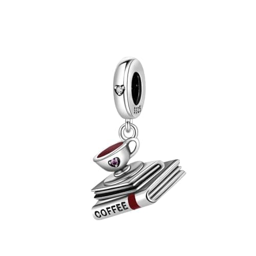 Image of PANPOKI Infinity Love Heart Nurse 925 Sterling Silver Charms for Bracelets and Necklace Mother Daugther Dangle Pendants Bead S925 Jewelry for Women Mom Family (Coffee and books)