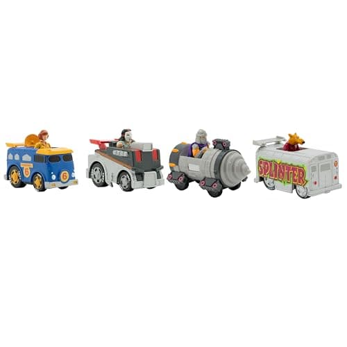 Image of Teenage Mutant Ninja Turtles Toy, 1:64 Diecast Shell Riders Set with Casey Jones, April, Splinter & Shredder, Classic Edition Ninja Turtle Figures for Kids, Ages 3+