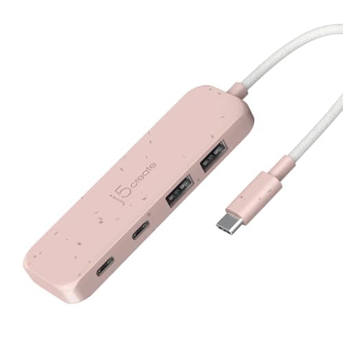 Image of j5create 4-in-1 USB-C to 4-Port Type-A & Type-C Hub, 10 Gbps Data Transfer Speed, ECO Friendly, For MacBook Pro/Air, iPad, Mac Mini, Windows Laptop, and More, Earth Rose, (JCH342ER)