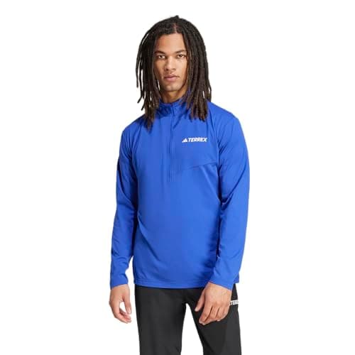 Image of adidas Men's Terrex Multi Half-Zip Long Sleeve Hiking T-Shirt, Semi Lucid Blue, Large