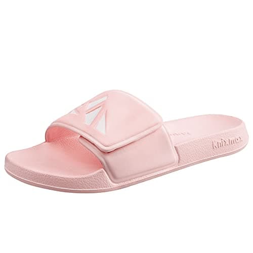 Image of Knixmax Women Sliders Comfort Aqua Slide Sandals Beach & Pool Shoes Adjustable Strap Open Toe Summer Slippers Hook & Loop B Pink 5/6UK - 38/39EU